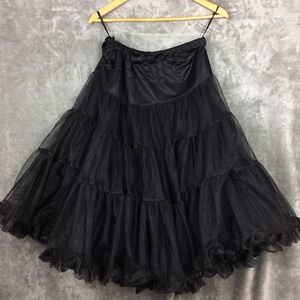 Hell Bunny Skirt Rockabilly Black Full Volume Petticoat 28" Length L - XXL